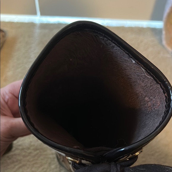 Coach Monogram Rain Boots - Black and Tan - Picture 13 of 17